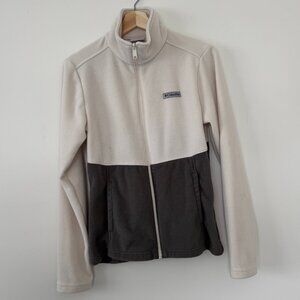 Columbia Women's (M) Cream & Grey Front Zip Fleece